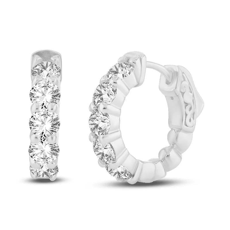 White Gold and Diamond Hoop Earrings