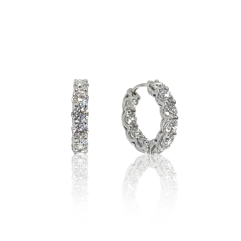 White Gold and Diamond Hoop Earrings