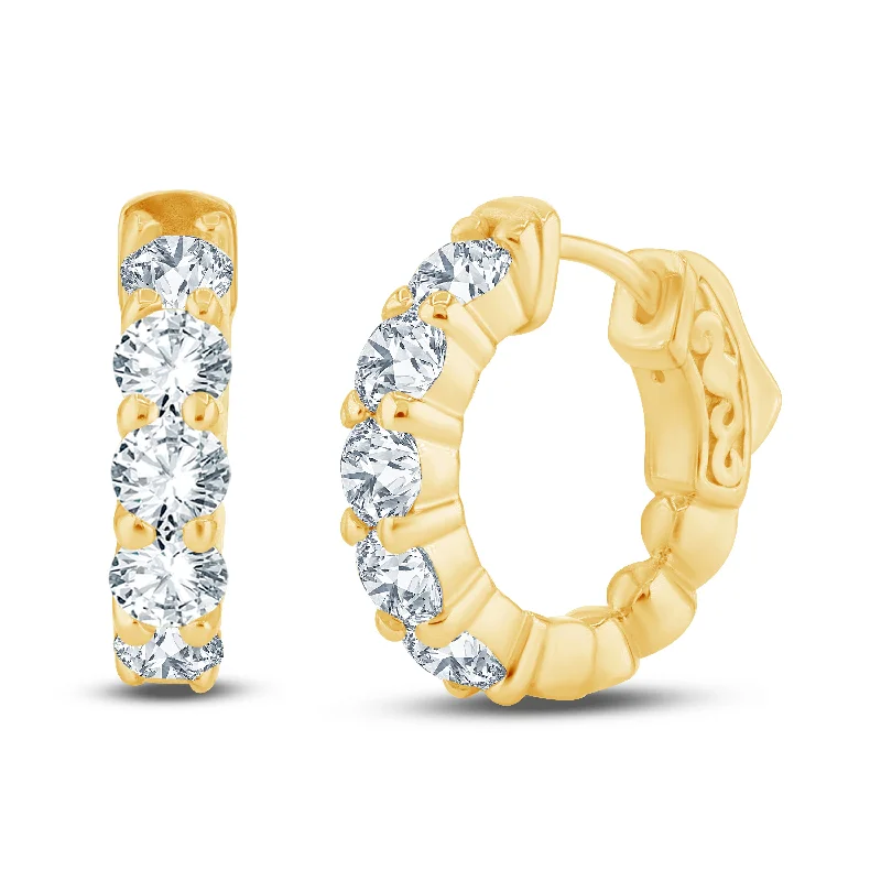 Yellow Gold and Diamond Hoop Earrings