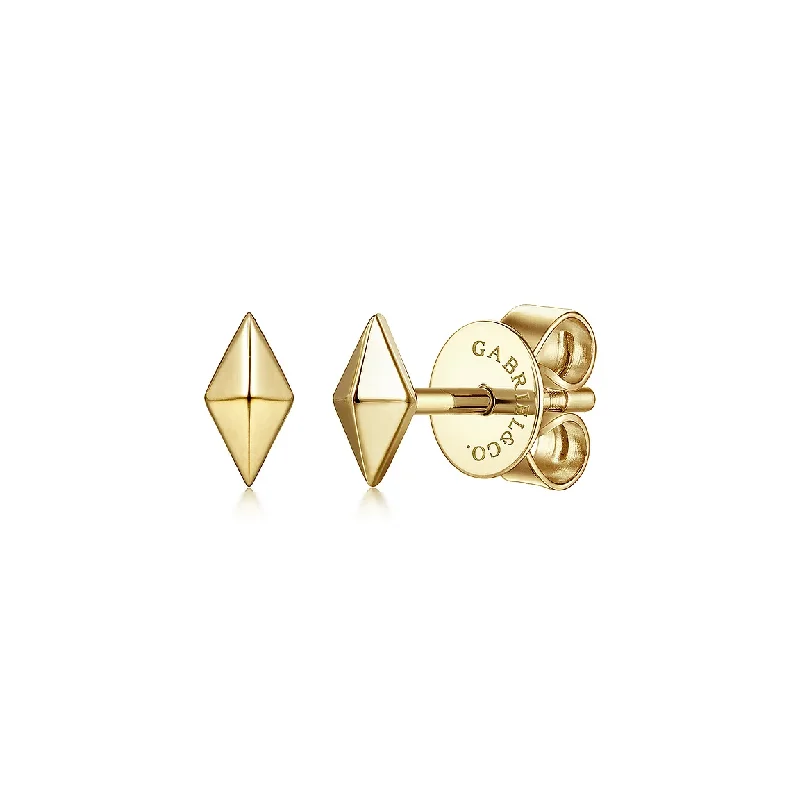 Yellow Gold Pyramid Kite Shaped Stud